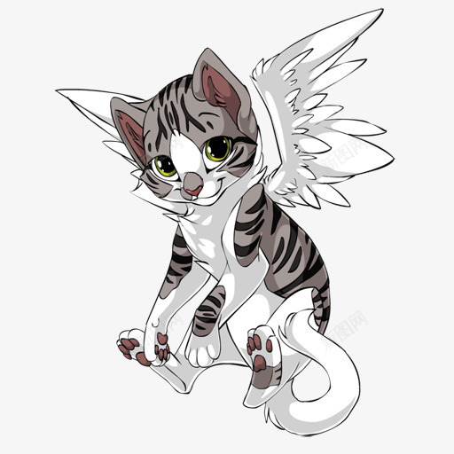 可爱小猫png免抠素材_新图网 https://ixintu.com 动物 卡通 小猫 手绘 翅膀