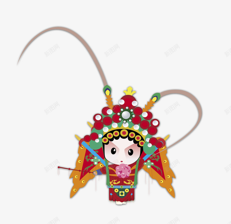 花旦京剧小人卡通psd免抠素材_新图网 https://ixintu.com 京剧小人 卡通 花旦