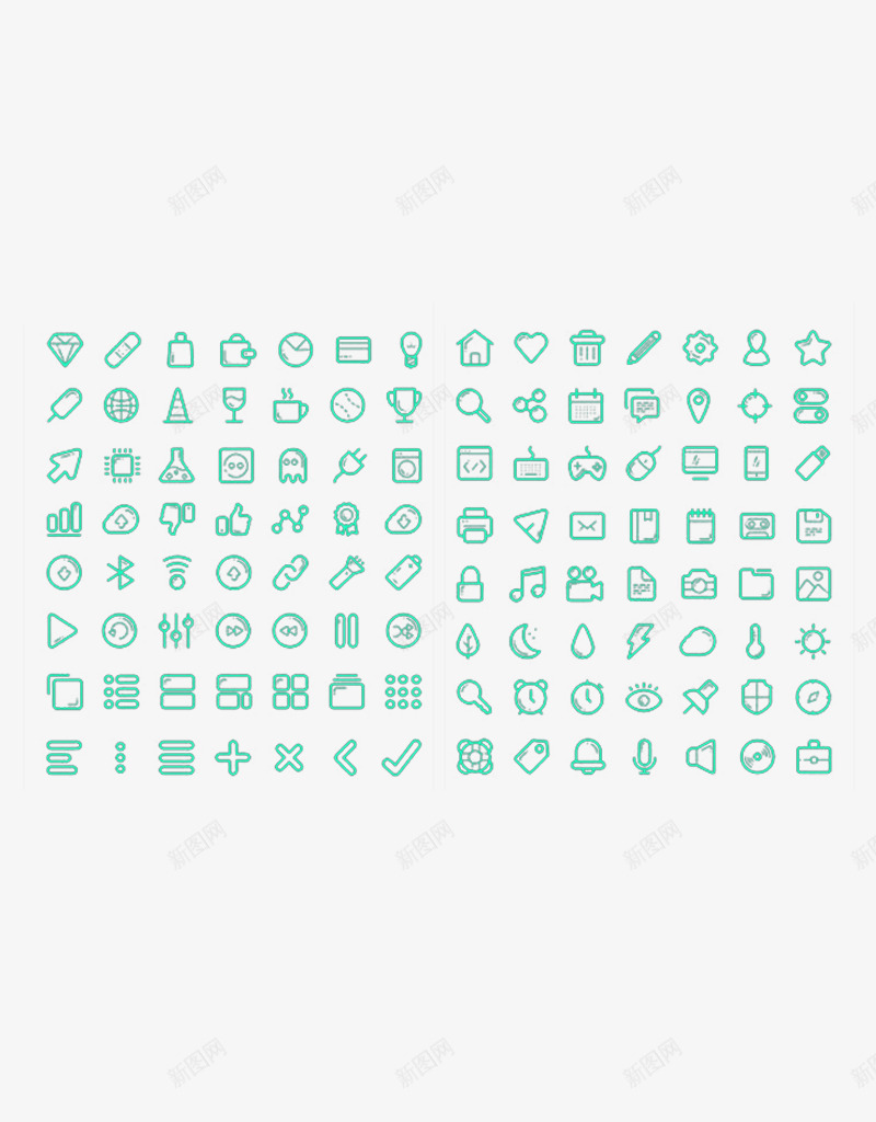 小图标合集png_新图网 https://ixintu.com 宝宝 对号 草绿色 钻石