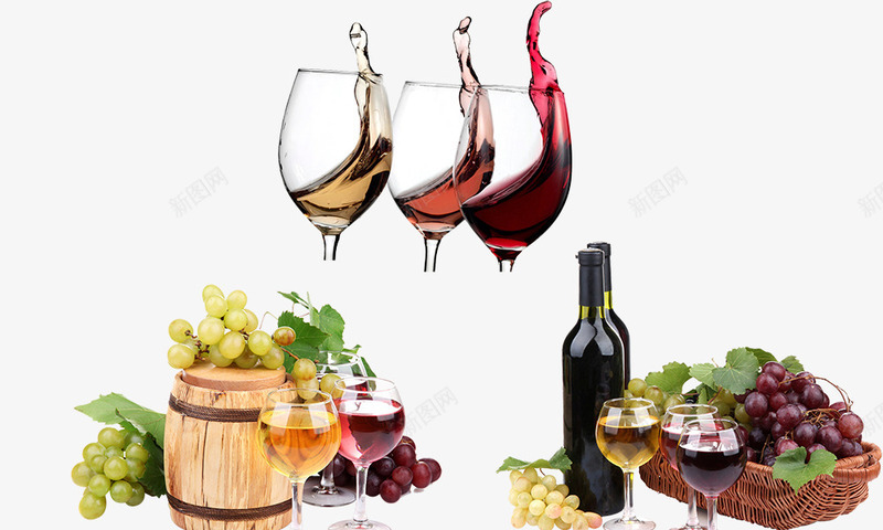 葡萄酒元素psd免抠素材_新图网 https://ixintu.com 葡萄 葡萄酒 葡萄酒元素 酒杯