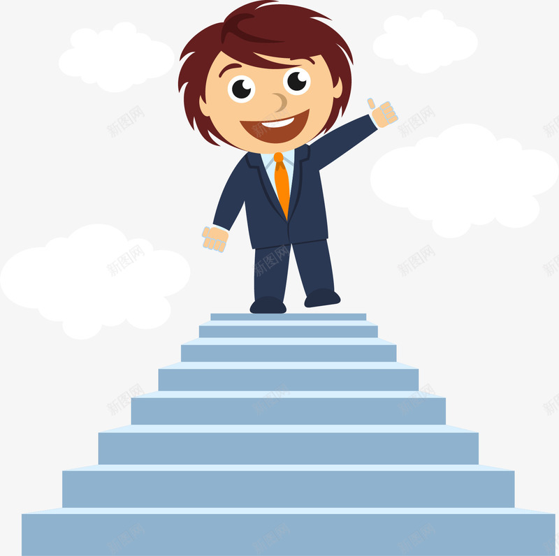 商务小人打招呼矢量图eps免抠素材_新图网 https://ixintu.com 商务小人 楼梯 矢量素材 阶梯 矢量图