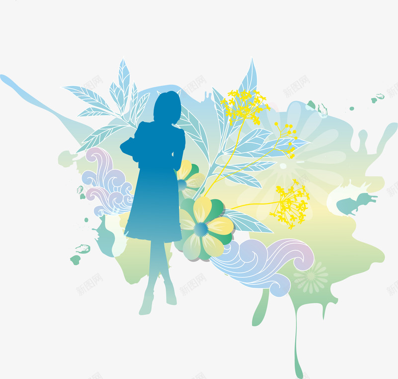 手绘小清新花朵人物矢量图ai免抠素材_新图网 https://ixintu.com 人物 小清新 手绘 花朵 矢量图