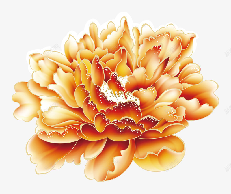 漂亮的牡丹花png免抠素材_新图网 https://ixintu.com 卡通 红色 花朵 装饰 黄色