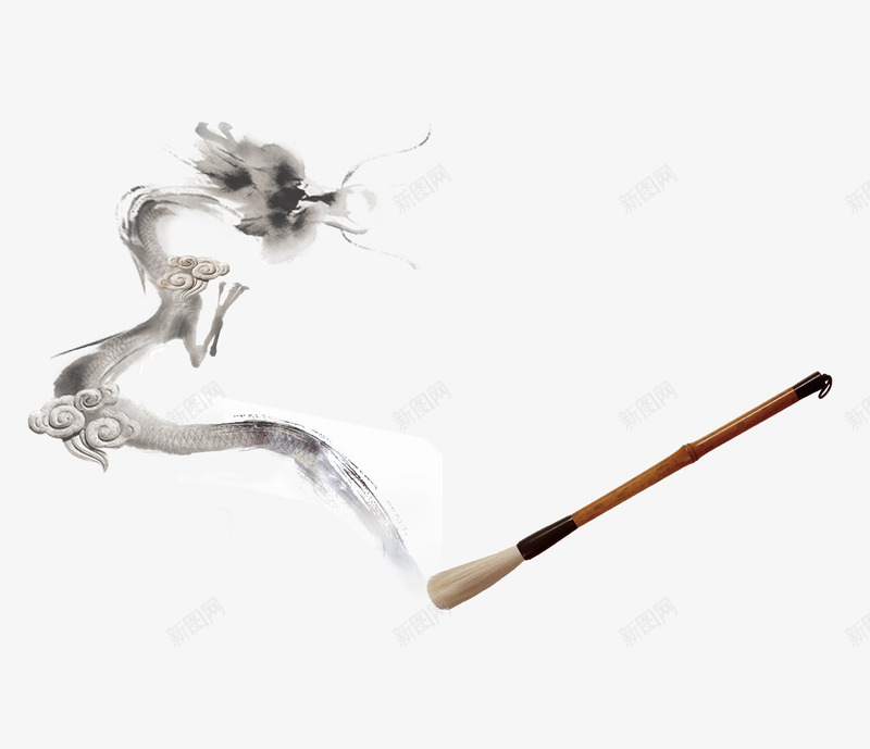 水墨画png免抠素材_新图网 https://ixintu.com 墨迹 毛笔 水墨画 海报 装饰 龙