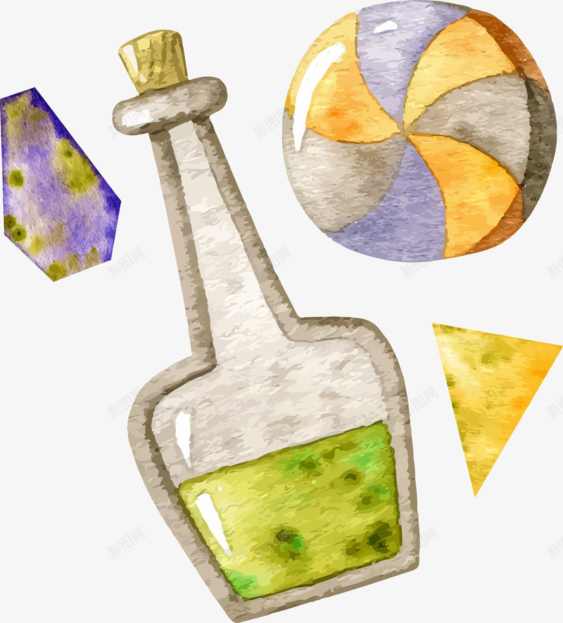 水彩万圣节药水毒药png免抠素材_新图网 https://ixintu.com 万圣节 手绘 水彩 矢量图案 糖果 药水瓶 装饰
