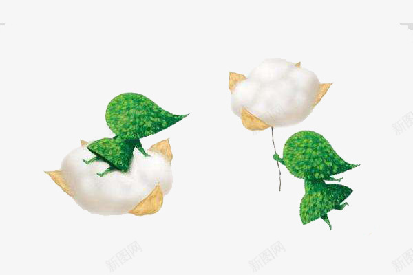 绿色卡通小人和有机棉花png免抠素材_新图网 https://ixintu.com 亲肤舒适 卡通小人 有机 棉花 绿色 自然