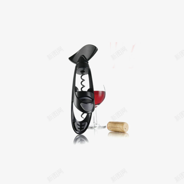 梵酷海马刀荷兰原装进口螺旋开瓶png免抠素材_新图网 https://ixintu.com 产品实物 开瓶器 葡萄酒启瓶器 酒具 黑色