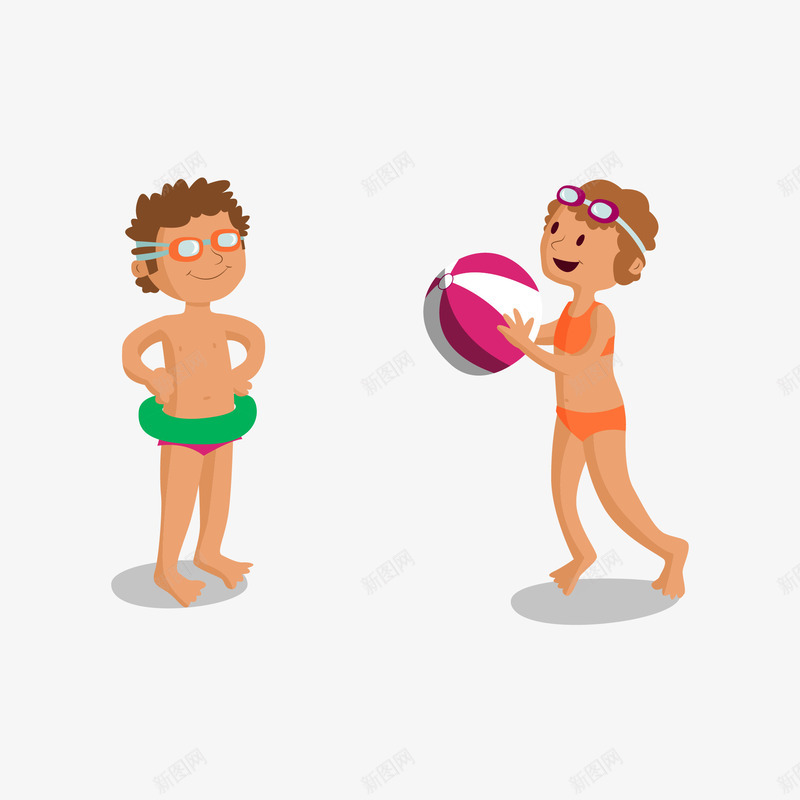 卡通沙滩玩耍的人图标png_新图网 https://ixintu.com 人物 卡通 图标 平面 彩色 泳衣 湿衣服 电商 衣服
