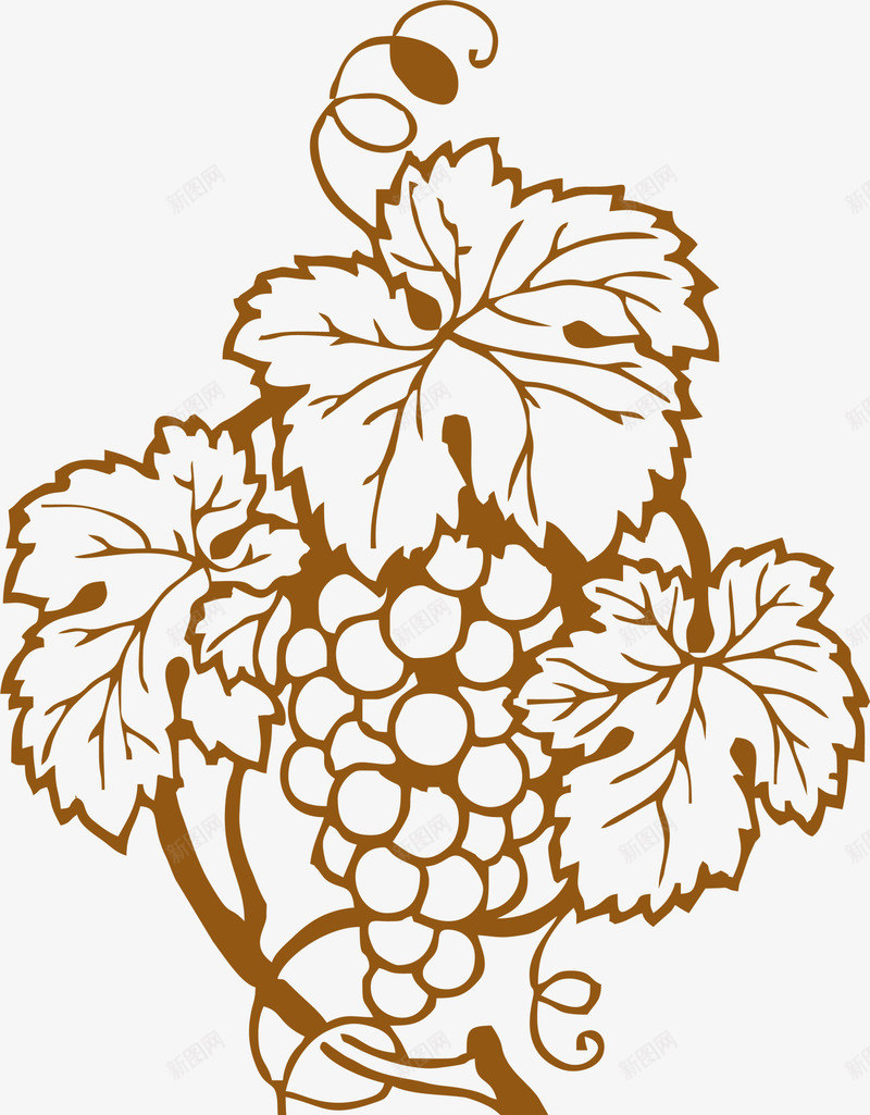 咖啡色线条葡萄png免抠素材_新图网 https://ixintu.com 咖啡色葡萄 手绘葡萄 果实 简约水果 线条美食 装饰图案