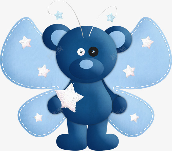 卡通小熊翅膀标贴png免抠素材_新图网 https://ixintu.com 卡通 小熊 标贴 蝴蝶结