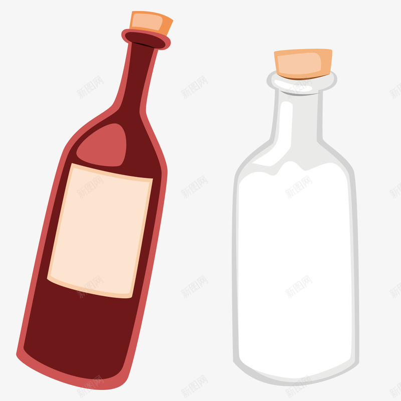 葡萄酒喝白酒矢量图ai免抠素材_新图网 https://ixintu.com 手绘 白酒 葡萄酒 酒瓶 矢量图