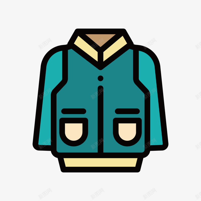 蓝色手绘衣服服装元素矢量图ai免抠素材_新图网 https://ixintu.com 卡通插画 口袋 扁平化 手绘 蓝色 衣服 装饰 矢量图