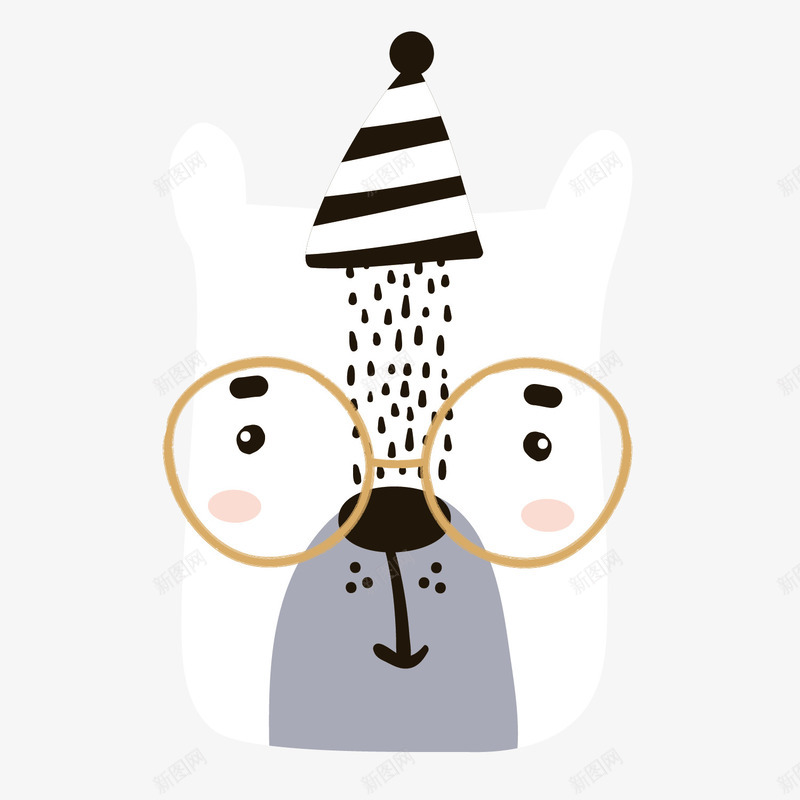 戴眼镜的小熊装饰矢量图ai免抠素材_新图网 https://ixintu.com 个性 卡通 头部 小熊 手绘 白色 矢量图 金框眼镜 金色眼镜 黑色帽子