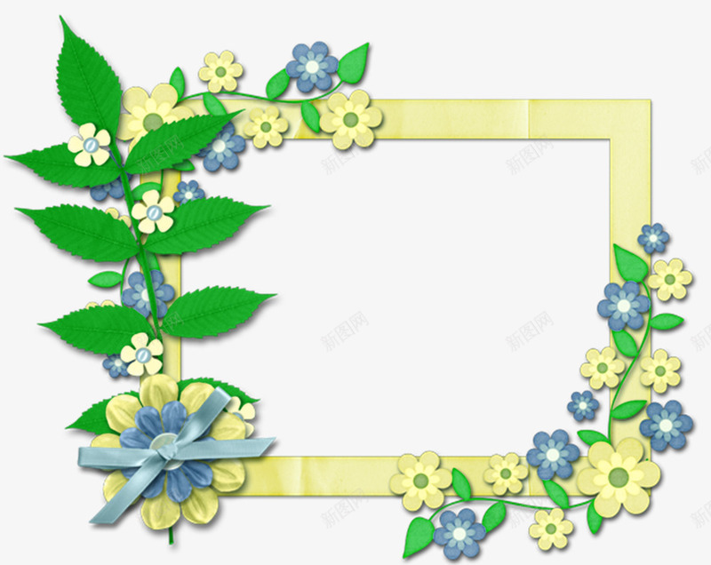 植物边框装饰psd免抠素材_新图网 https://ixintu.com PNG PNG图片 小花 植物 相框 装饰 边框