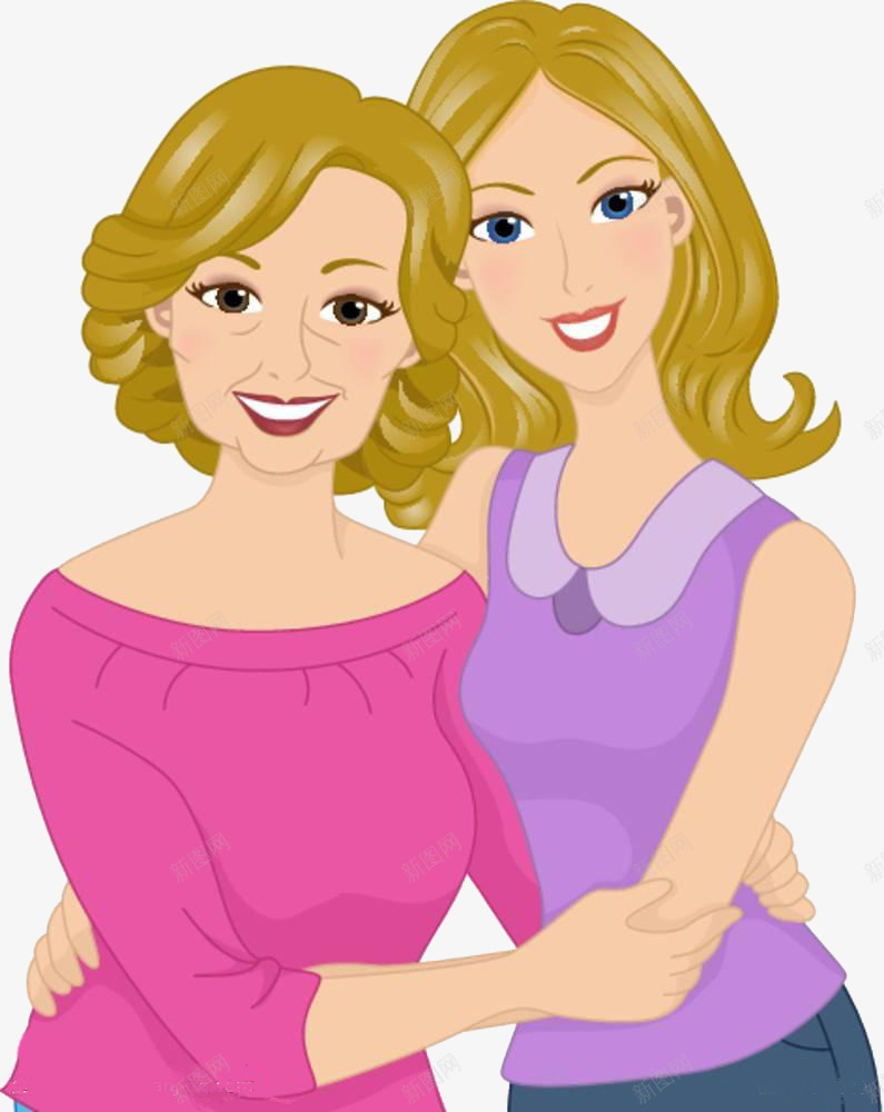 漂亮的母女png免抠素材_新图网 https://ixintu.com 卡通 和蔼的 手绘 母亲 母亲老了 漂亮的 简笔 苍老