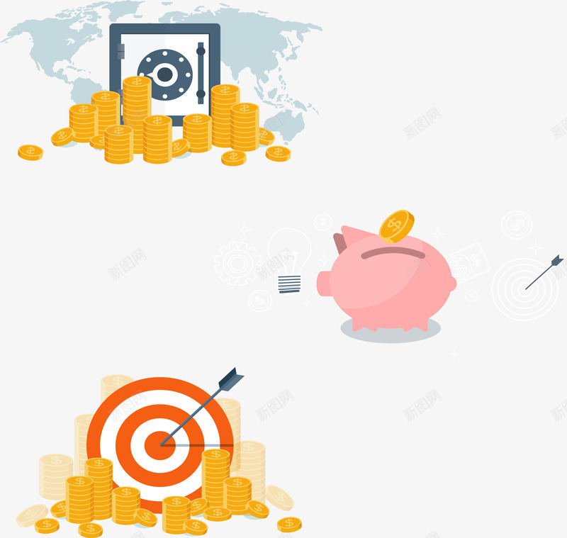 理财分类标签图png免抠素材_新图网 https://ixintu.com 信息流程 商务插图 扁平化