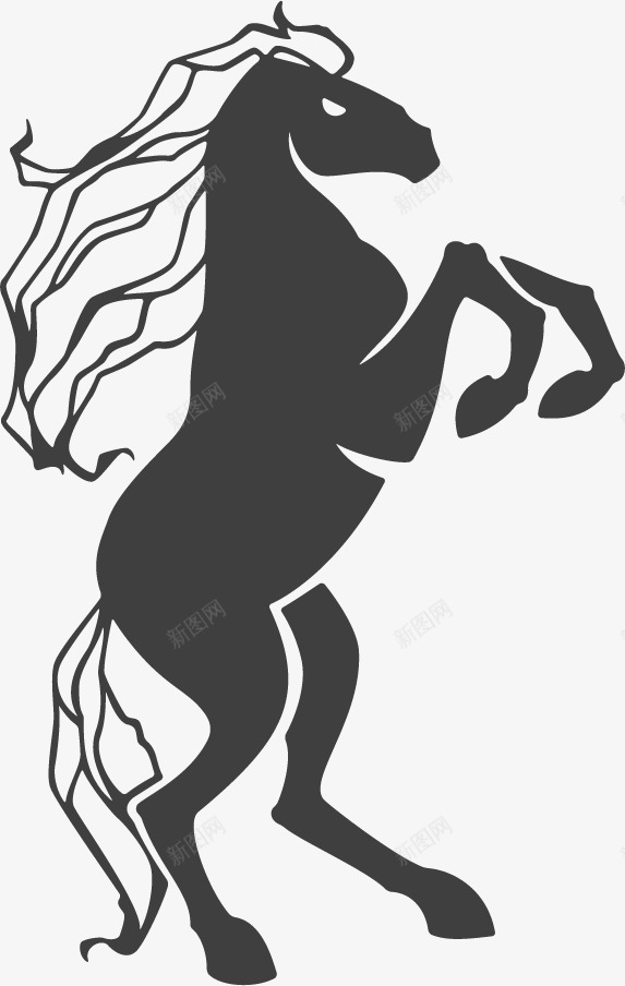 站立起来的马矢量图图标eps_新图网 https://ixintu.com 企业LOGO 标识 站立的马 黑色 矢量图