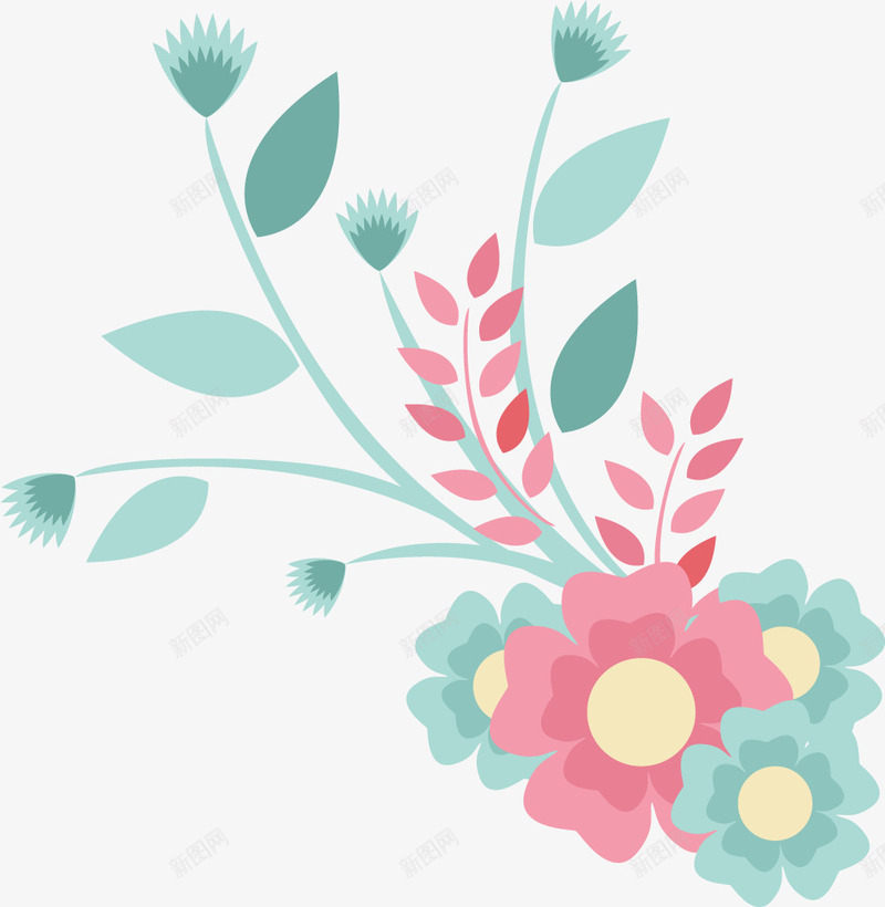 手绘多彩小花png免抠素材_新图网 https://ixintu.com 叶子 多彩 小花 手绘 花朵 花瓣