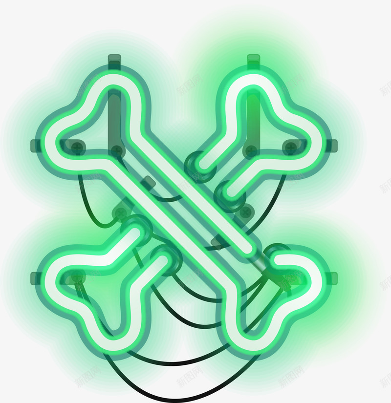 发光搞怪骨头图案png免抠素材_新图网 https://ixintu.com 二极管 交叉 发光 插电 搞怪 炫彩 电线 骨头