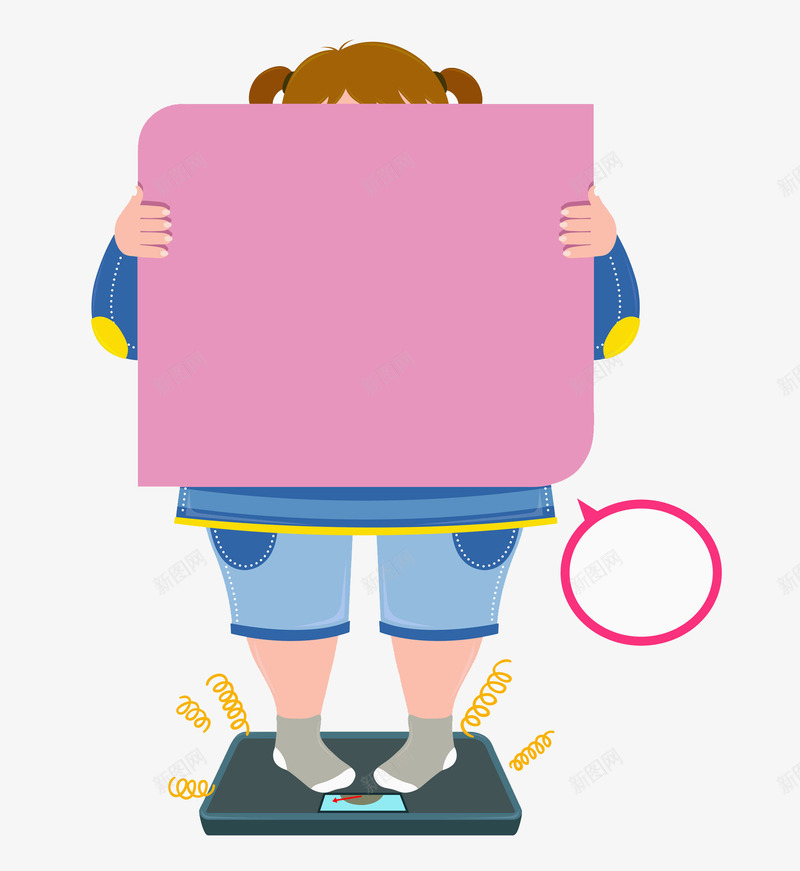 手绘称体重女孩png免抠素材_新图网 https://ixintu.com 创意的 卡通 可爱 女孩 彩色的 手绘 漫画 称体重 童趣 简单