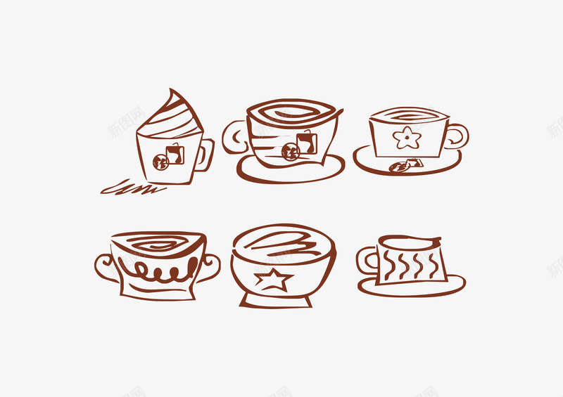 咖啡标识图标png_新图网 https://ixintu.com 咖啡 图标 奶茶 杯 标识 线稿