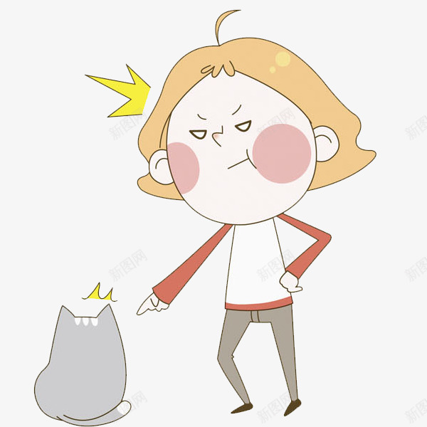 指着小猫生气的女人png免抠素材_新图网 https://ixintu.com shengqi 凶巴巴 凶恶的表情 噘嘴的 女生 怒气冲冲 恼火 憋屈 气愤的 气愤的表情 漂亮的 生气的 腮红 调皮