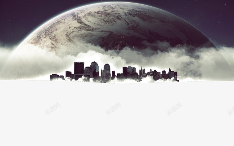 空中房屋png免抠素材_新图网 https://ixintu.com 宇宙之外 月亮 空中的家