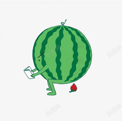 西瓜蹲厕所png免抠素材_新图网 https://ixintu.com 绿色 草莓 读书