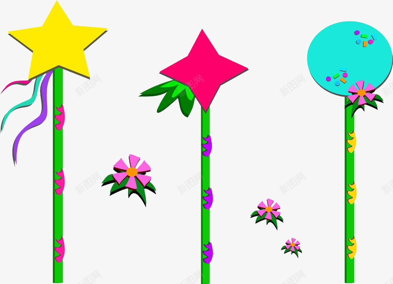 手绘卡通节日魔法棒png免抠素材_新图网 https://ixintu.com 卡通 手绘 星星 月亮 杆子 标杆 棍子