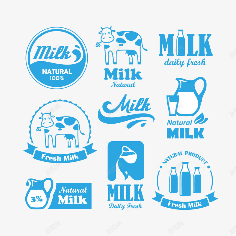 MILK牛奶LOGO图标png_新图网 https://ixintu.com 牛奶图标 营养 蛋白质