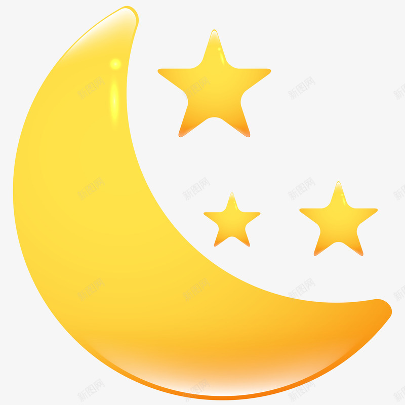 卡通版黄色的月亮png免抠素材_新图网 https://ixintu.com 五角星 卡通手绘 星星 月亮 立体月亮 装饰图 黄色月亮