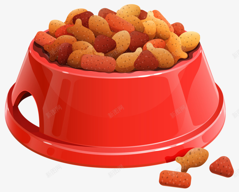手绘狗粮png免抠素材_新图网 https://ixintu.com 狗粮 红盆 食物