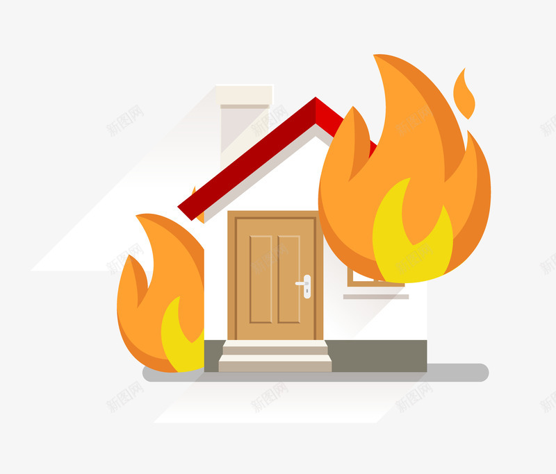 创意房屋保险信息图图标png_新图网 https://ixintu.com APP图标 保险 信息图 失火 房子房屋 火苗 理赔