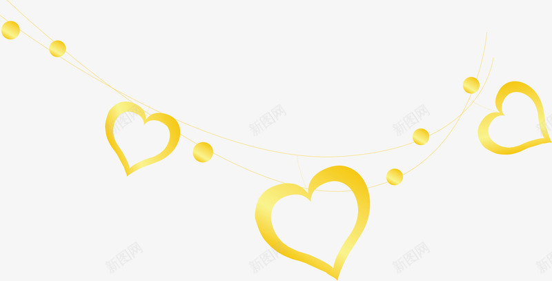 心形金链元素png免抠素材_新图网 https://ixintu.com 卡通金链 大金链 漂亮项链 矢量金链 矢量项链 金链 项链素材