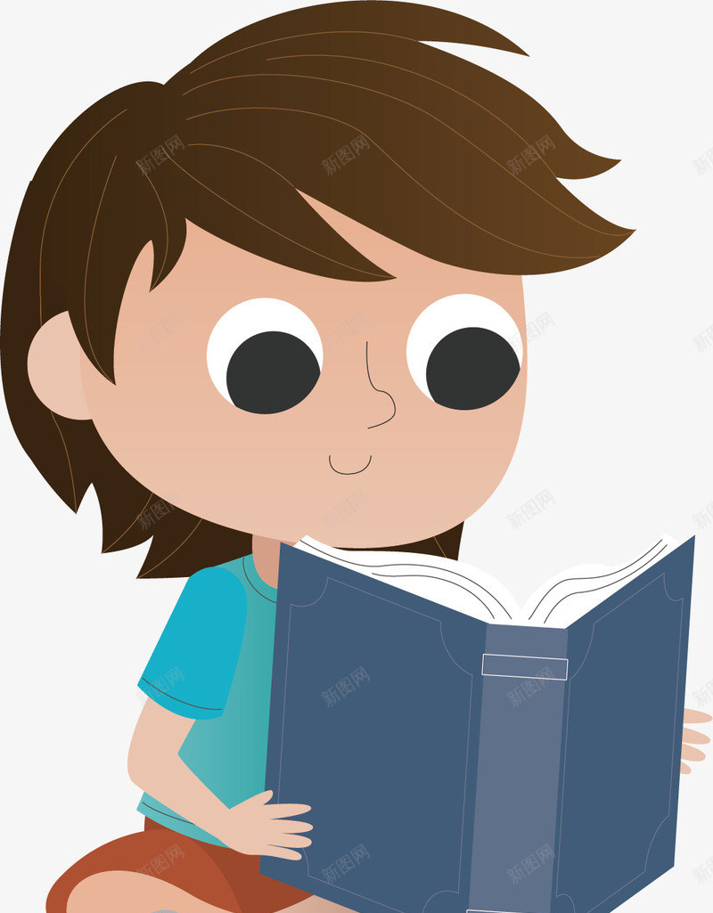手绘可爱看书小男孩矢量图ai免抠素材_新图网 https://ixintu.com 创意 可爱 手绘图 漫画 看书小男孩 简单 矢量图
