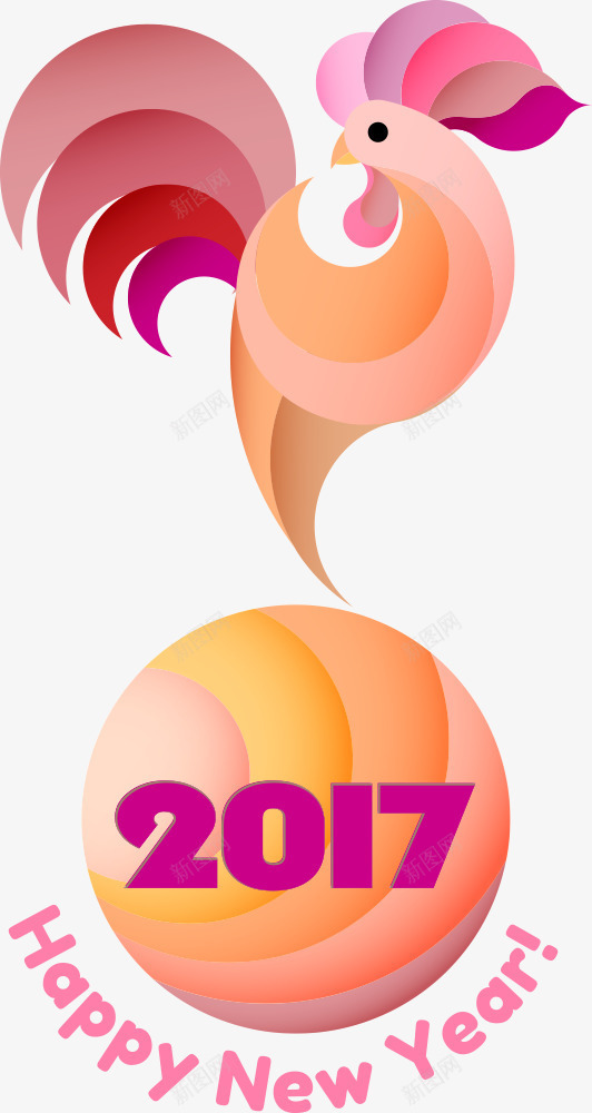 圆球与卡通公鸡矢量图eps免抠素材_新图网 https://ixintu.com 2017 2017鸡年 公鸡 卡通公鸡 矢量公鸡 鸡年 矢量图