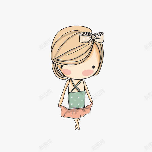 穿裙子的女孩png免抠素材_新图网 https://ixintu.com 卡通 可爱的 小女孩 漂亮的 简笔 长裙子
