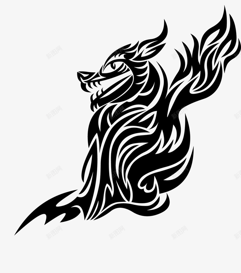 黑色动物纹身图案png免抠素材_新图网 https://ixintu.com 个性 创意 动物 图案 张扬 纹身 黑色