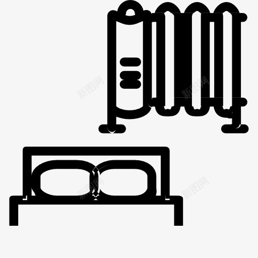 加热装置在卧室图标png_新图网 https://ixintu.com 冬天 卧室 工具 工具和用具 床 热 装置