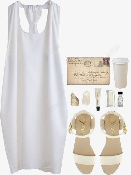 白色个性吊带png免抠素材_新图网 https://ixintu.com 产品实物 化妆品 女装 女鞋 服饰搭配