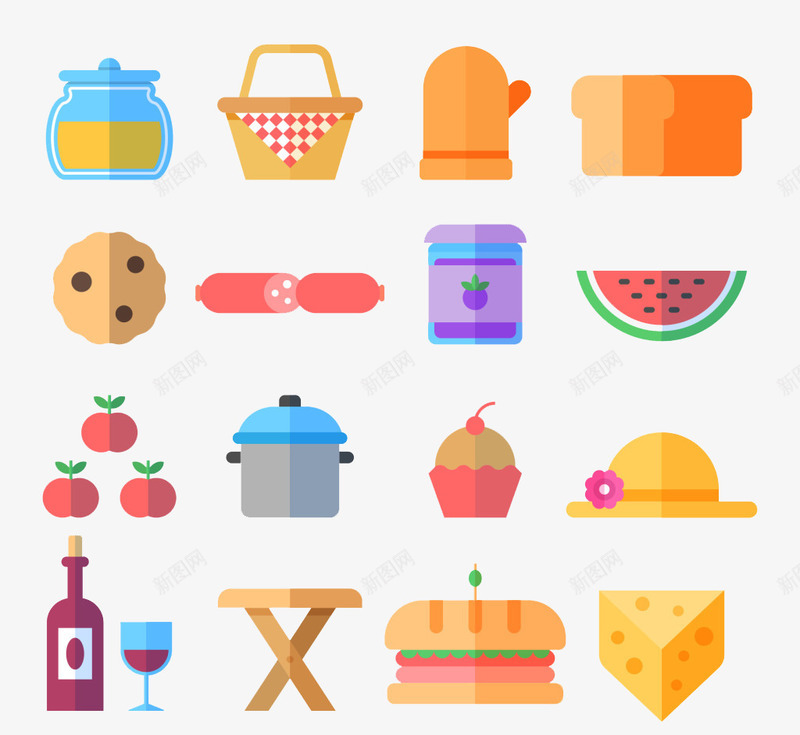 常用厨房用具食物png免抠素材_新图网 https://ixintu.com 奶酪 常用厨房用具 篮子 红酒 蛋糕 西瓜 锅 食物 饼干