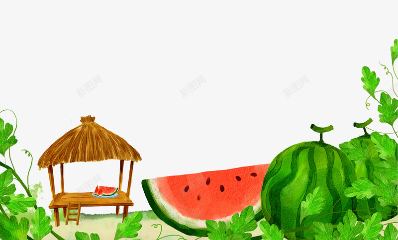 创意夏日解暑配景图png免抠素材_新图网 https://ixintu.com 二十四节气大暑 夏日 小清新二十四节气配景 小清新手绘西瓜 消暑 西瓜
