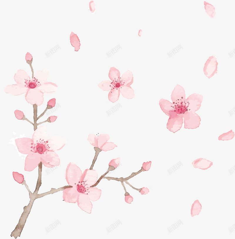 手绘粉色桃花矢量图ai免抠素材_新图网 https://ixintu.com 创意 卡通 彩色图 手绘图 桃花 漫画 简单 矢量图