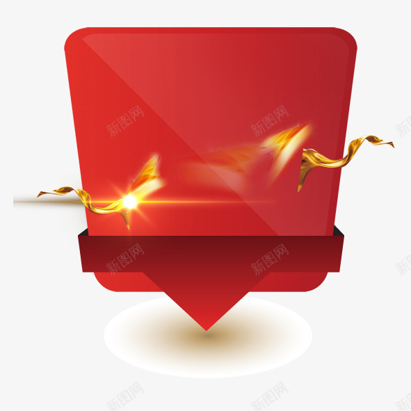 挂牌文字装饰背景psd免抠素材_新图网 https://ixintu.com 炫光 红色 背景 装饰 金色 飘带