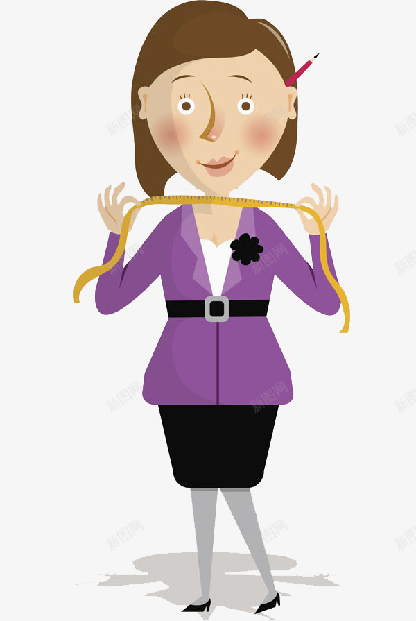漂亮的服装师png免抠素材_新图网 https://ixintu.com 卡通 女人 尺子 漂亮的 紫色的 设计师 量尺寸