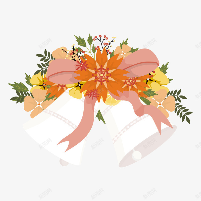 蝴蝶结铃铛花png免抠素材_新图网 https://ixintu.com 圣诞 花朵 菊花 蝴蝶结 铃铛