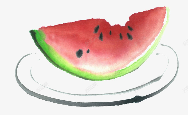 红色圆弧西瓜美食元素png免抠素材_新图网 https://ixintu.com 吃的 圆弧 圆形 弯曲 水墨 水果 盘子 红色 食物