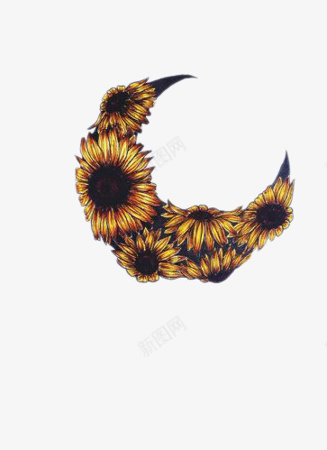 菊花月牙形状png免抠素材_新图网 https://ixintu.com 月牙 菊花 装饰图案