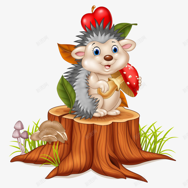 树桩上的刺猬png免抠素材_新图网 https://ixintu.com 刺猬 动物插画 卡通动物 卡通动物漫画 树桩 生物世界 蘑菇 陆地动物