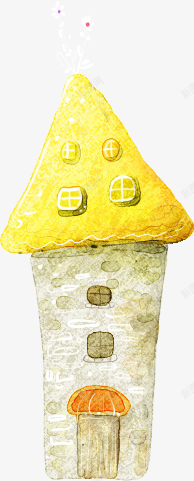手绘黄色个性房屋png免抠素材_新图网 https://ixintu.com 个性 房屋 黄色